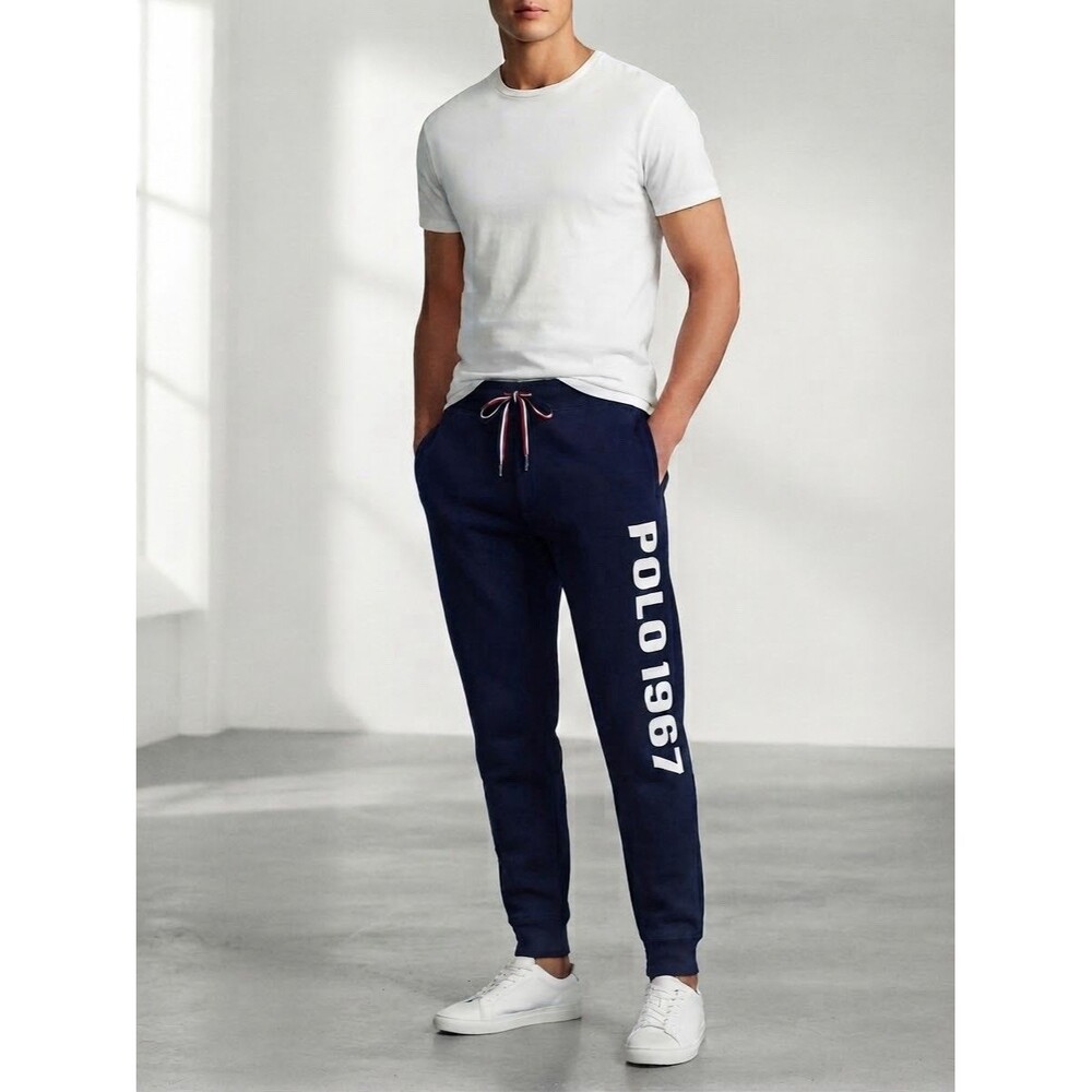 Polo Ralph Lauren Men's XL Navy Blue Polo 1967 Graphic Jogger Sweatpants